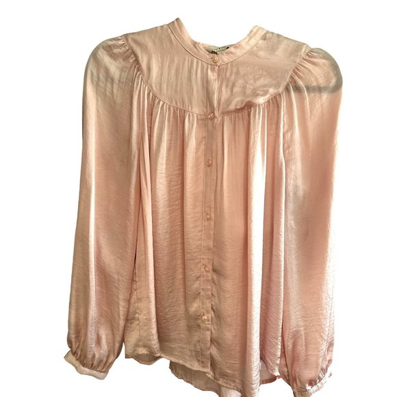 Lucky Brand size S blush pink button front long sleeve top - Picture 1 of 8